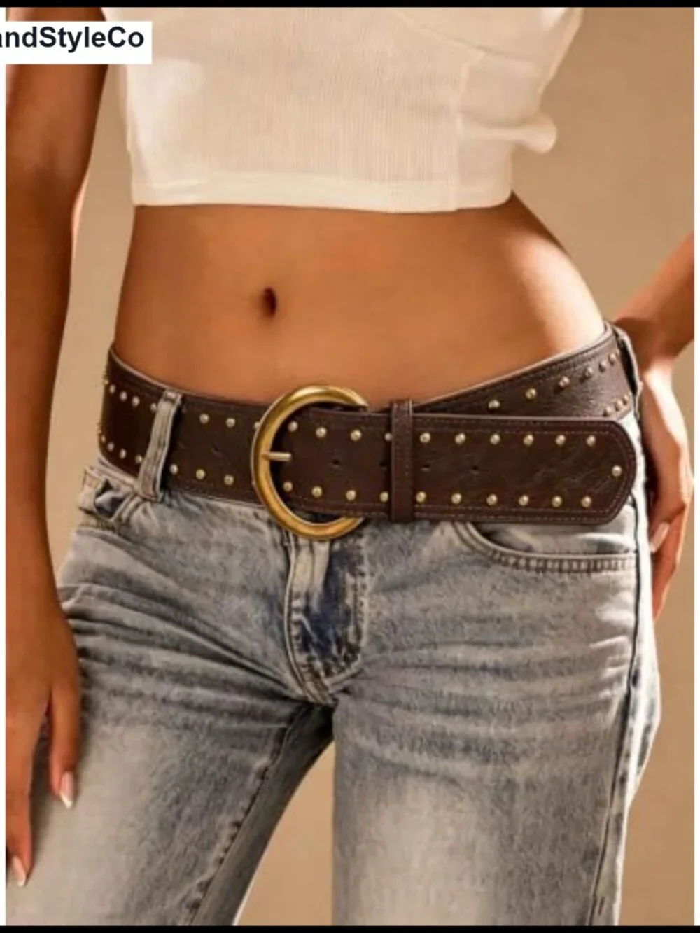 Wide Western Cowgirl Faux Leather Belt with Metal Buckle for Jeans Dresses
